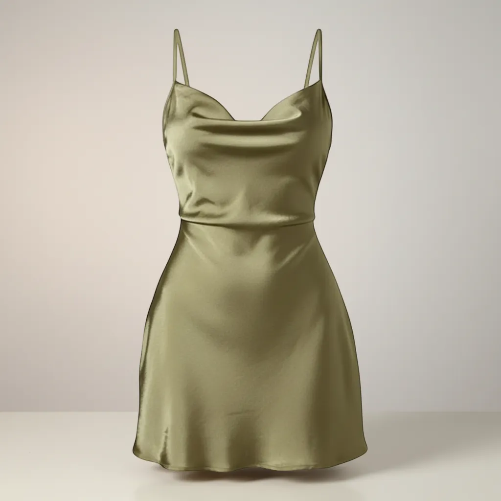 Satin Waist-Controlled Lace-Up Strap Dress - Elegant Silk-Touch Mini | LINKA STREET-Linka Street