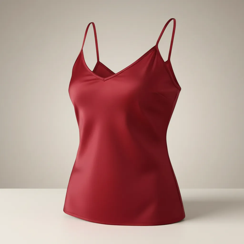 Blusa de Cetim Regata - Elegant V-Neck Satin Silk Tank Top | LINKA STREET-Linka Street