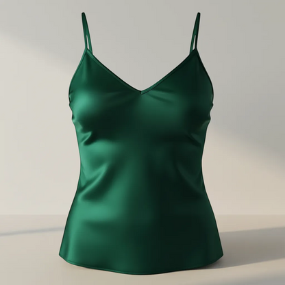 Blusa de Cetim Regata - Elegant V-Neck Satin Silk Tank Top | LINKA STREET-Linka Street