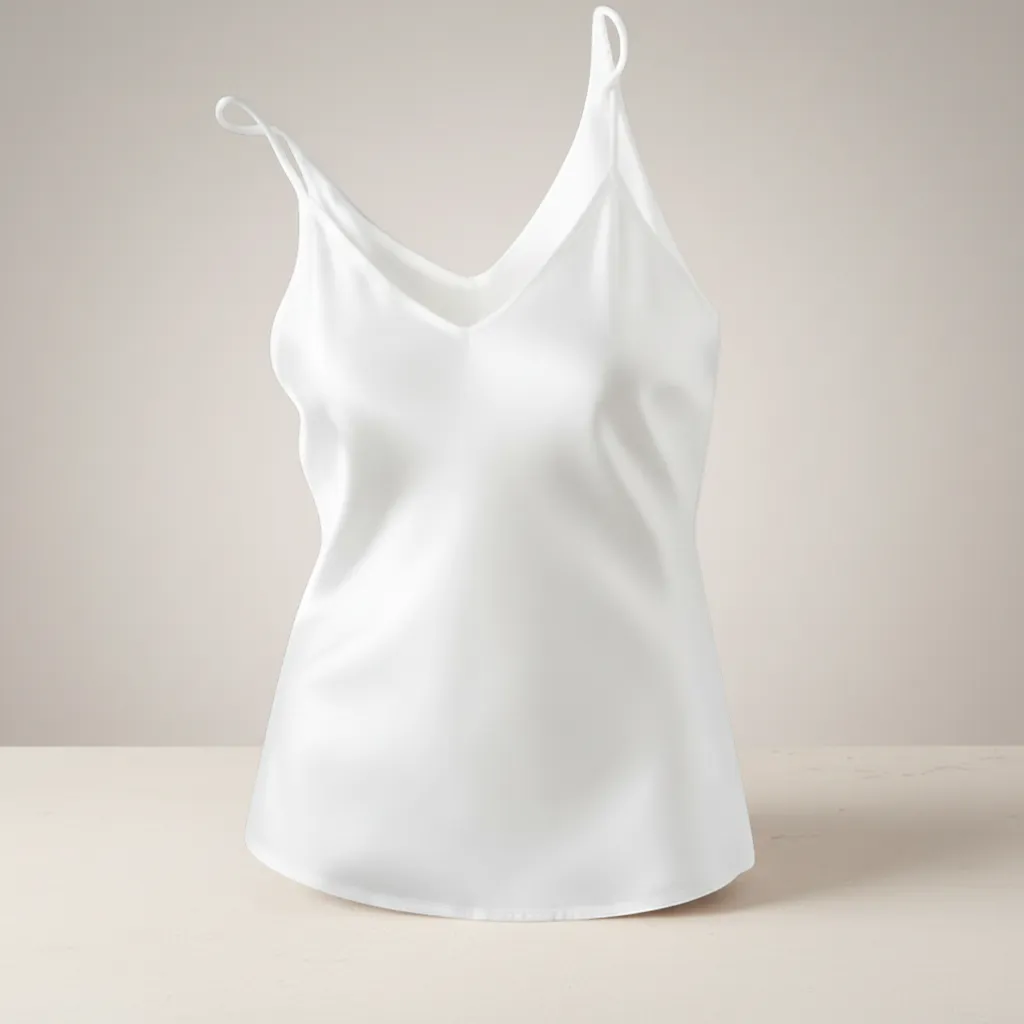 Blusa de Cetim Regata - Elegant V-Neck Satin Silk Tank Top | LINKA STREET-Linka Street