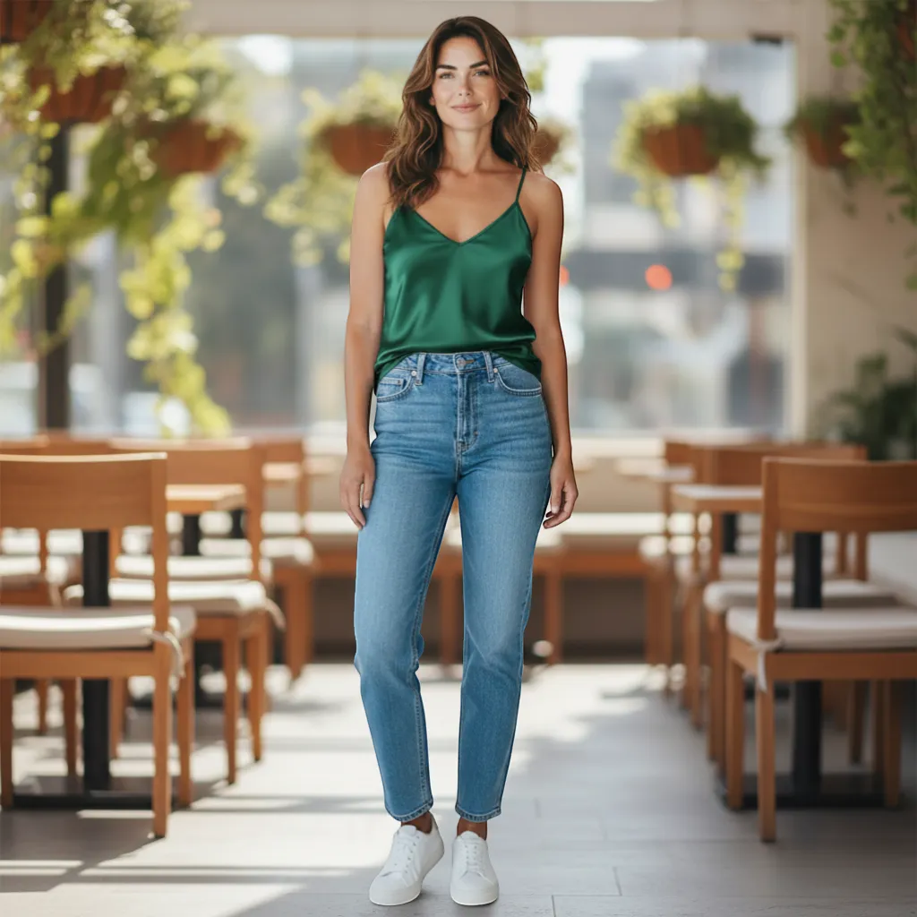 Blusa de Cetim Regata - Elegant V-Neck Satin Silk Tank Top | LINKA STREET-Linka Street