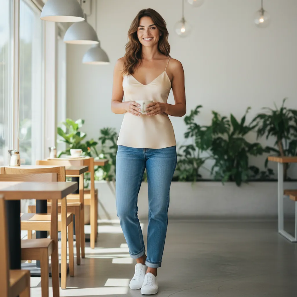 Blusa de Cetim Regata - Elegant V-Neck Satin Silk Tank Top | LINKA STREET-Linka Street