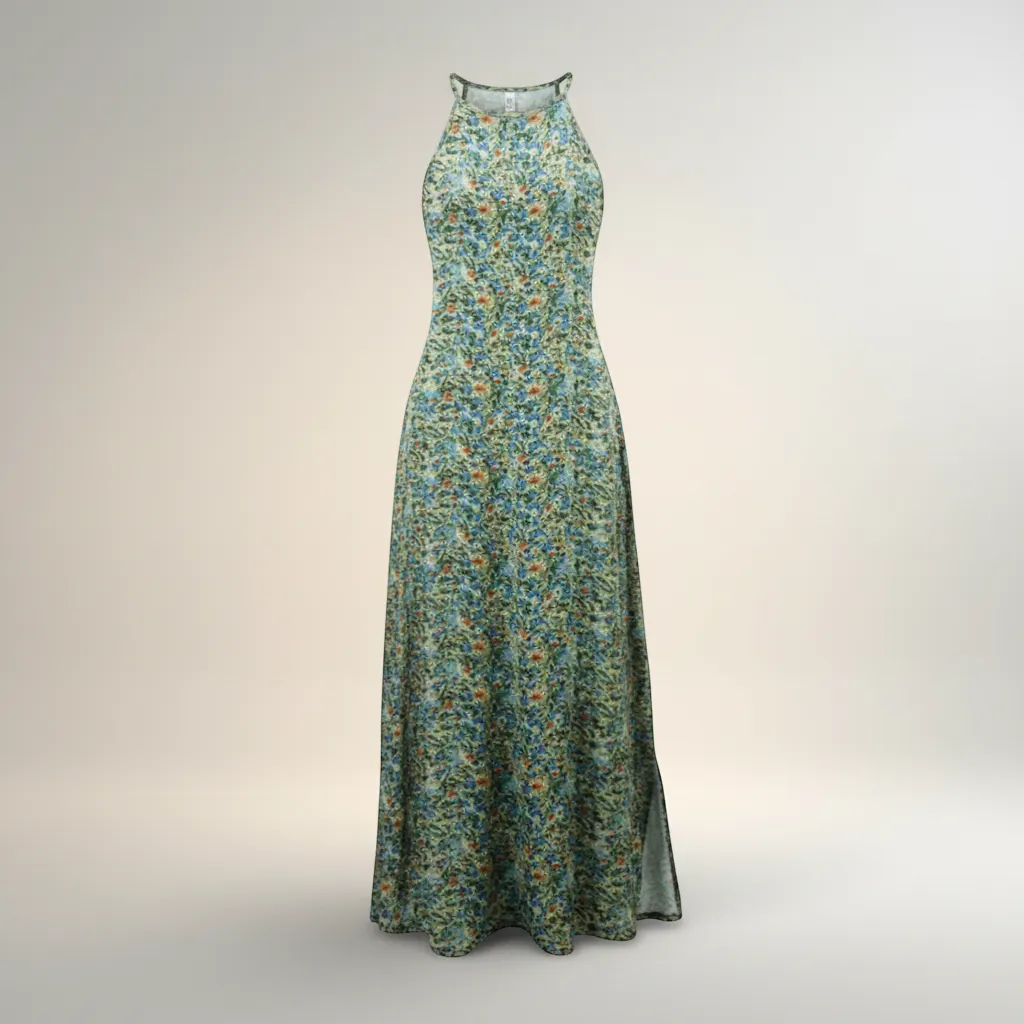 Ditsy Floral Maxi Dress - Elegant Tied-Back Summer Silhouette | LINKA STREET-Linka Street