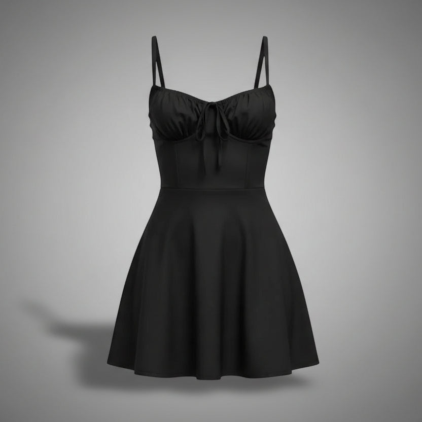 Elegance Essence Dress - Chic Lace-Up Slim-Fit Mini | LINKA STREET-Linka Street