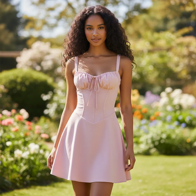 Elegance Essence Dress - Chic Lace-Up Slim-Fit Mini | LINKA STREET-Linka Street