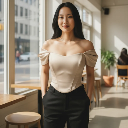 Elegant Satin Top - Timeless V-Neck Silk-Touch Silhouette | LINKA STREET-Linka Street