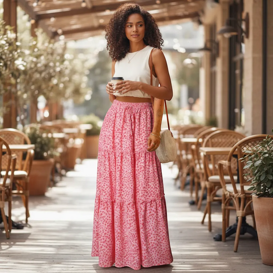 Lipz Leopard Tiered Skirt - Bold Drawstring Frill Trim Maxi | LINKA STREET-Linka Street