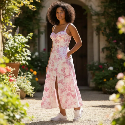 Mariah Floral Dress - Elegant Vibrant Flowing Silhouette | LINKA STREET-Linka Street