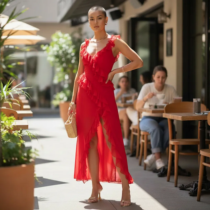 Osveci Ruffle Dress - Elegant Romatic Feminine Mini | LINKA STREET-Linka Street