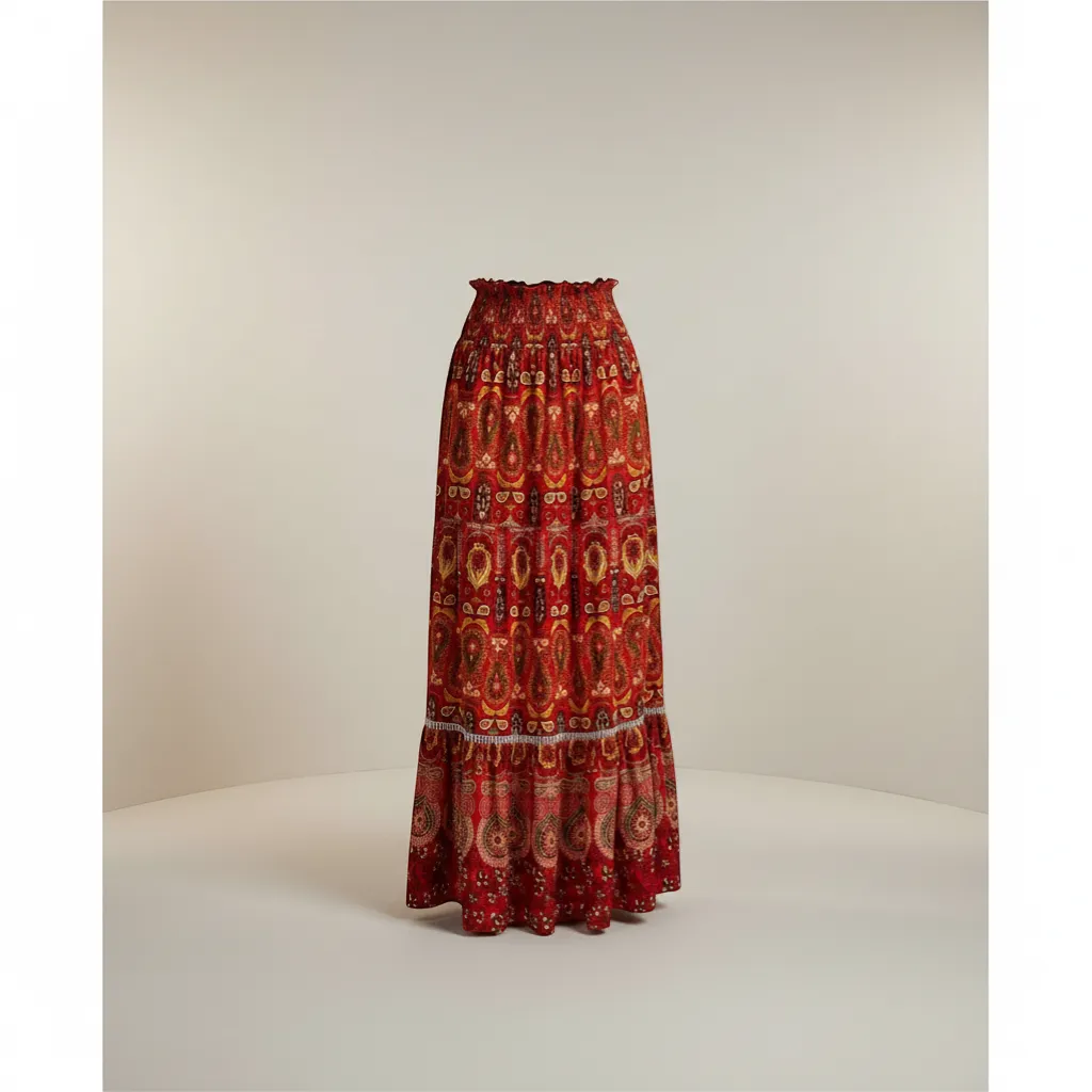 Printed Bohemian Skirt - Lightweight Cotton Rayon Flowing Maxi | LINKA STREET-Linka Street