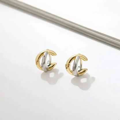 Tork Earrings - Minimalist Small Huggie Hoop in Gold & Silver Plated Brass | LINKA STREET-Linka Street