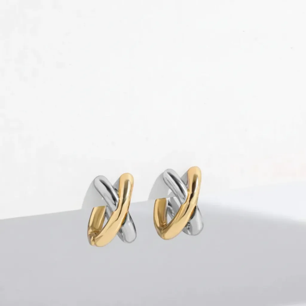 Tork Earrings - Minimalist Small Huggie Hoop in Gold & Silver Plated Brass | LINKA STREET-Linka Street