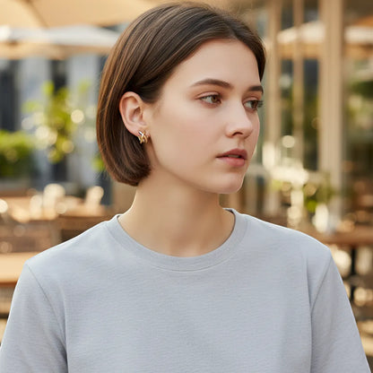 Tork Earrings - Minimalist Small Huggie Hoop in Gold & Silver Plated Brass | LINKA STREET-Linka Street