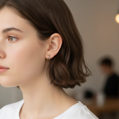 Tork Earrings - Minimalist Small Huggie Hoop in Gold & Silver Plated Brass | LINKA STREET-Linka Street