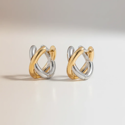 Tork Earrings - Minimalist Small Huggie Hoop in Gold & Silver Plated Brass | LINKA STREET-Linka Street