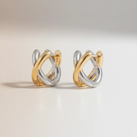 Tork Earrings - Minimalist Small Huggie Hoop in Gold & Silver Plated Brass | LINKA STREET-Linka Street