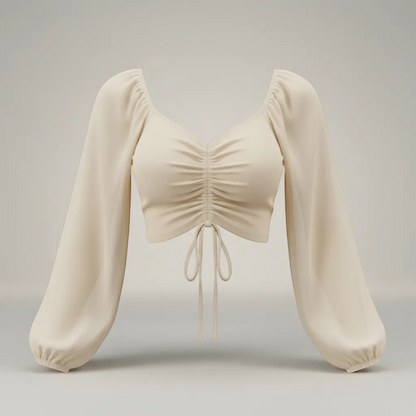 Trendy V-Neck Drawstring Crop Top - Versatile Summer Short Sleeve | LINKA STREET-Linka Street